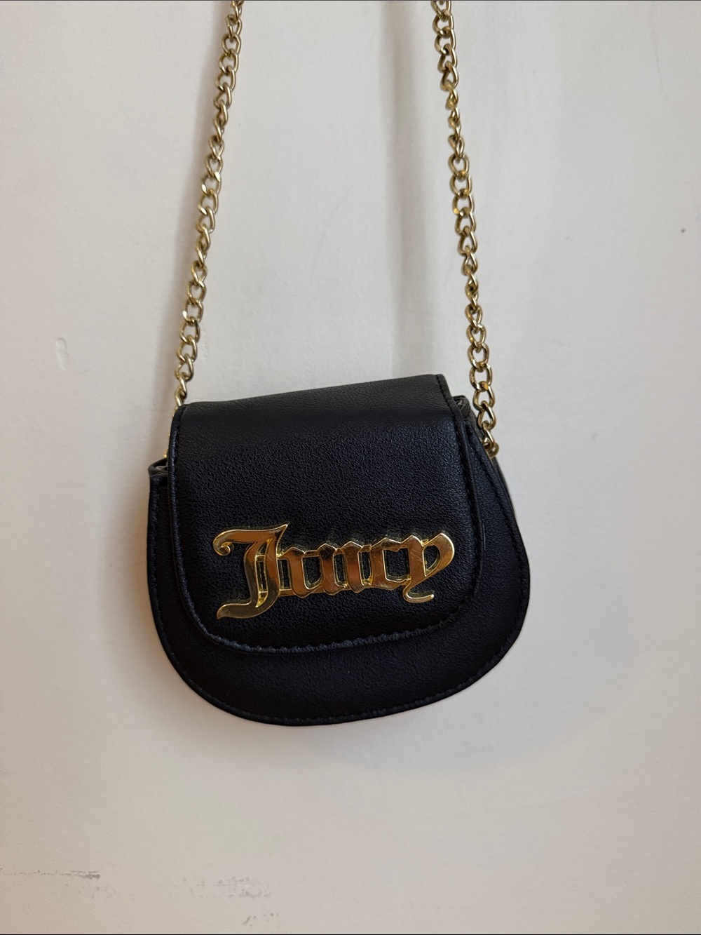 Juicy Couture Black mini Crossbody with Gold Logo Chain super cute
